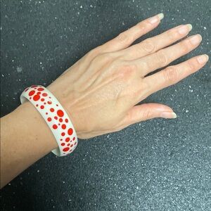 Red and White Polka Dot Bangle Bracelet